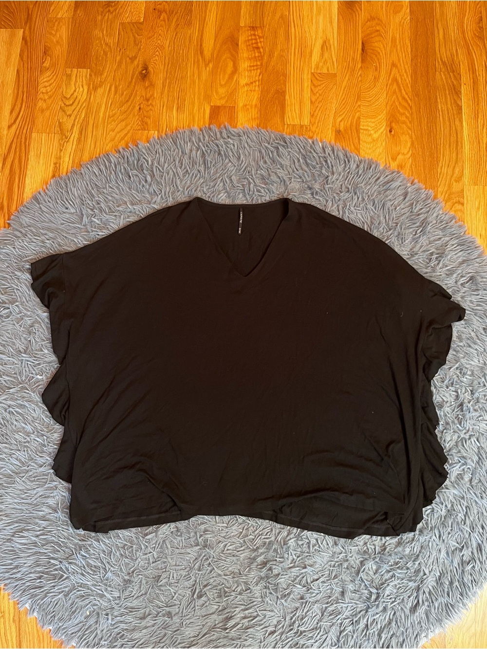 Capote Black V-Neck Poncho Style Oversized Top Lagenlook Size S M